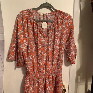 Cloe Orange Floral Midi Dress